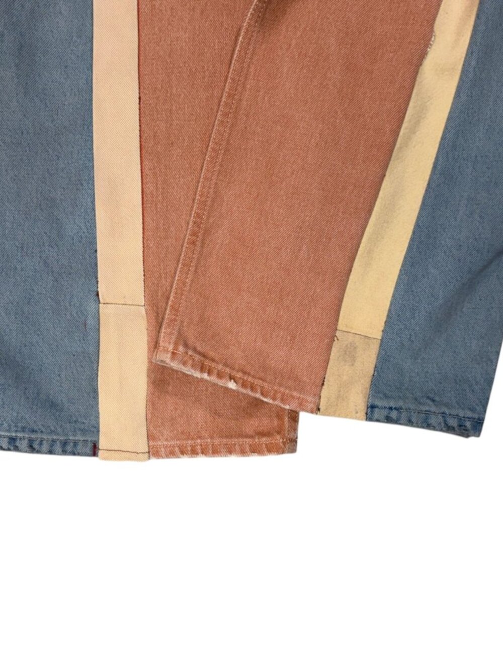 Custom Reworked Panel Denim Jeans — Multi-Tone — Wide Leg - Picture 5 of 9